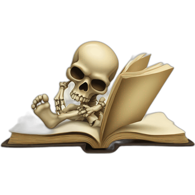 foot reading a book made of skulls emoji