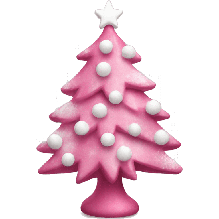 Pink Christmas tree with white decoration  emoji