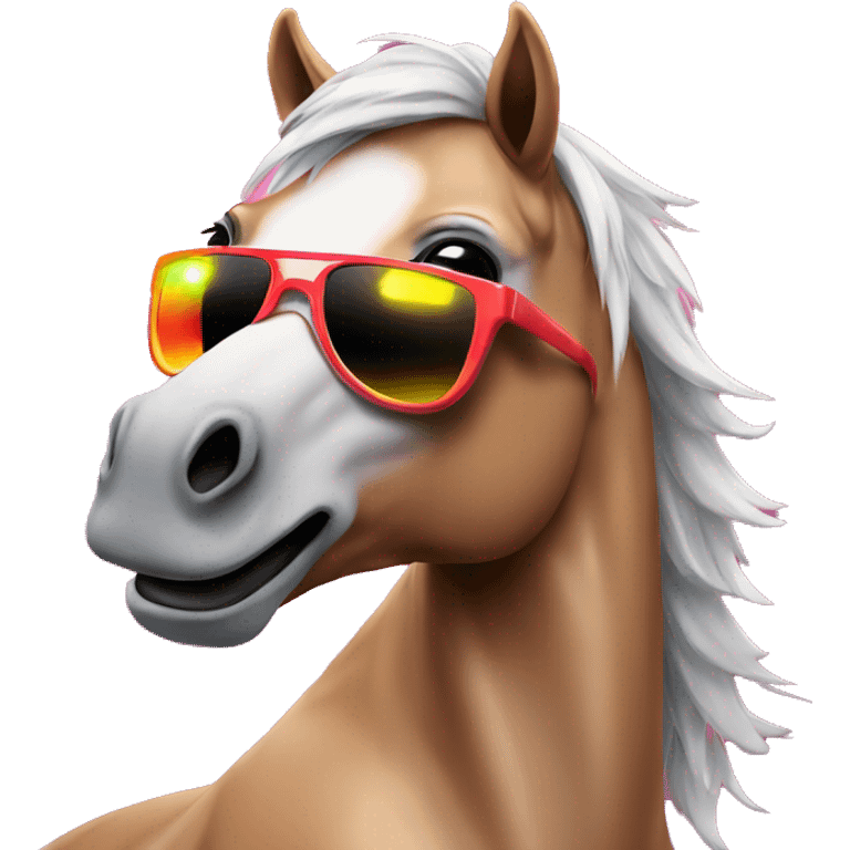 horse with sunglasses dancing with rave lights emoji