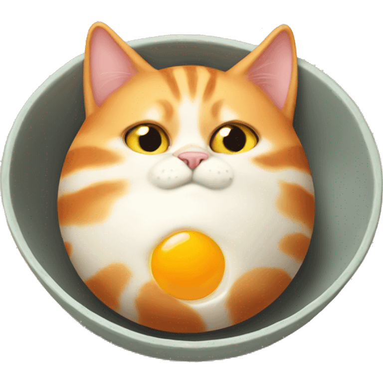 Fat orange tabby cat eating an egg emoji