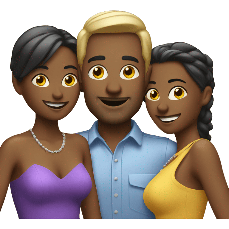 Man with 3 women partying emoji