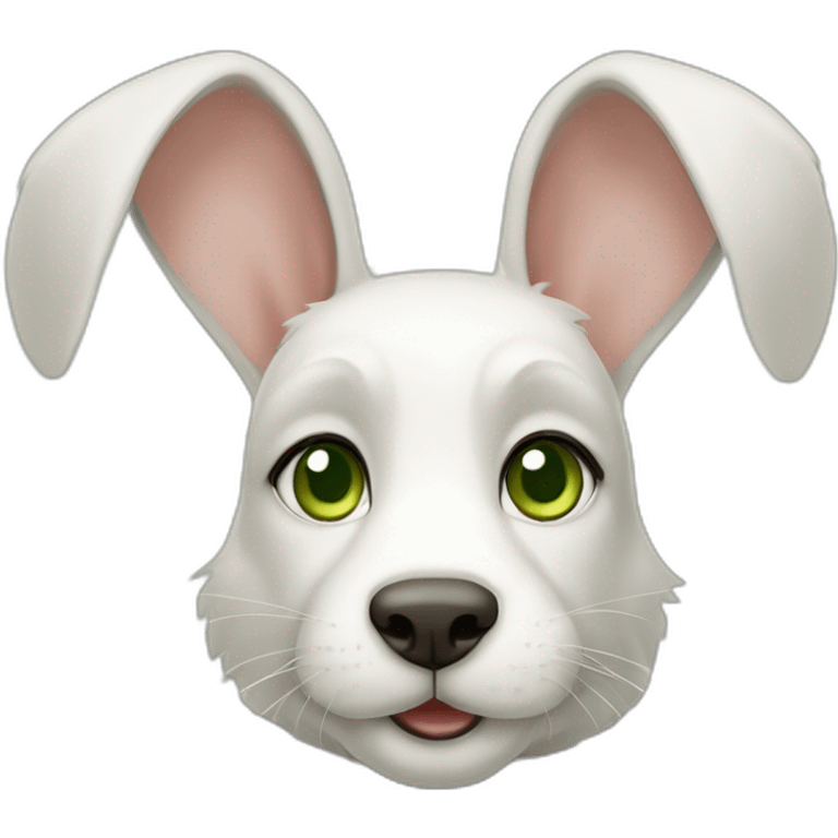 rabbit with dog mix, with green eyes, bege and white emoji