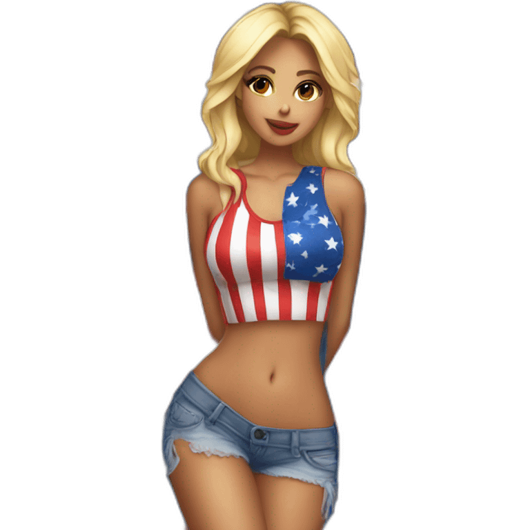 Sexy girl wearing American flag emoji