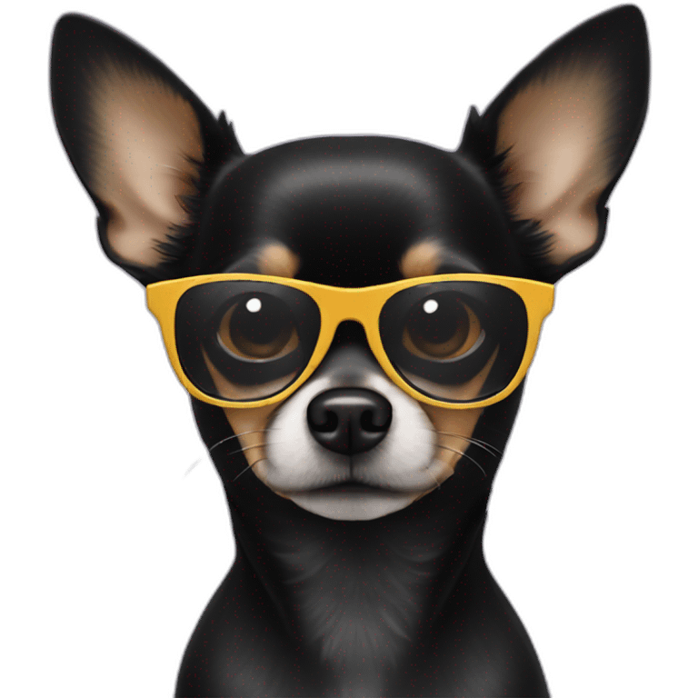 black chihuahua with sunglasses emoji