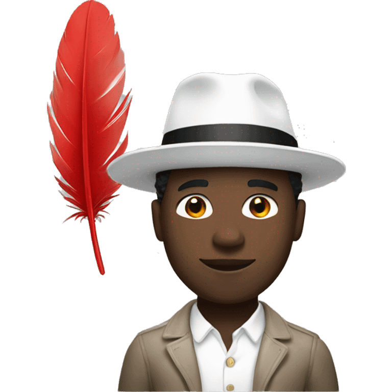 black man with white hat + red feather emoji