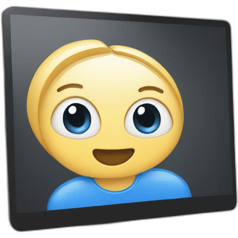 computer with the video call on the screen emoji