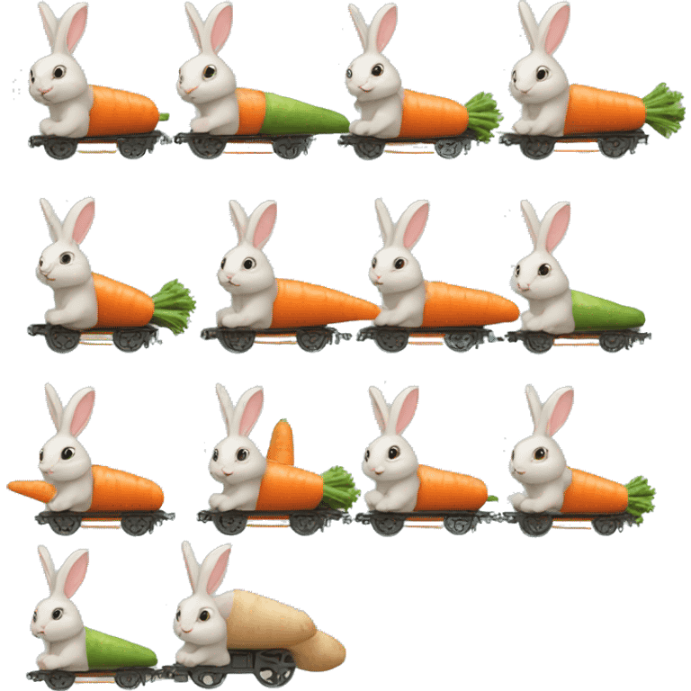 rabbit riding a carrot train emoji