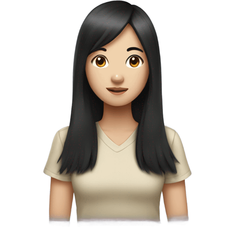 asian girl long black hair standing emoji