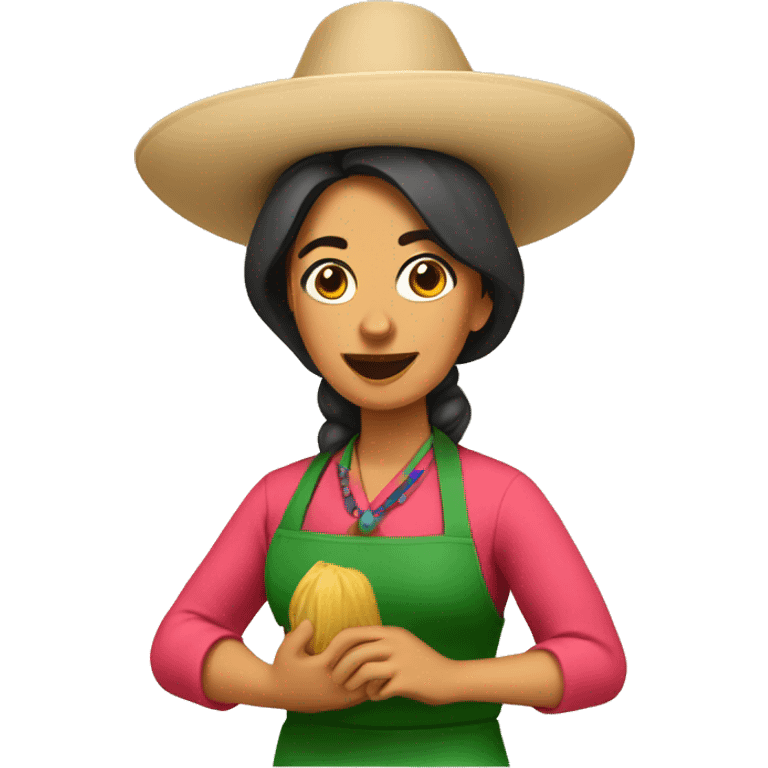 Mexican lady with classes cooking emoji