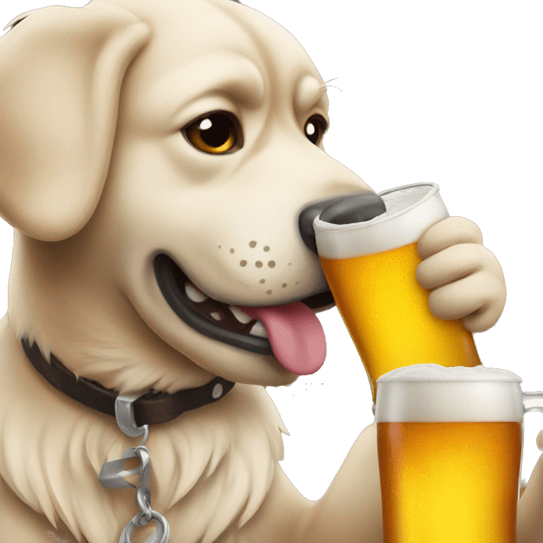 Dog drinking beer emoji