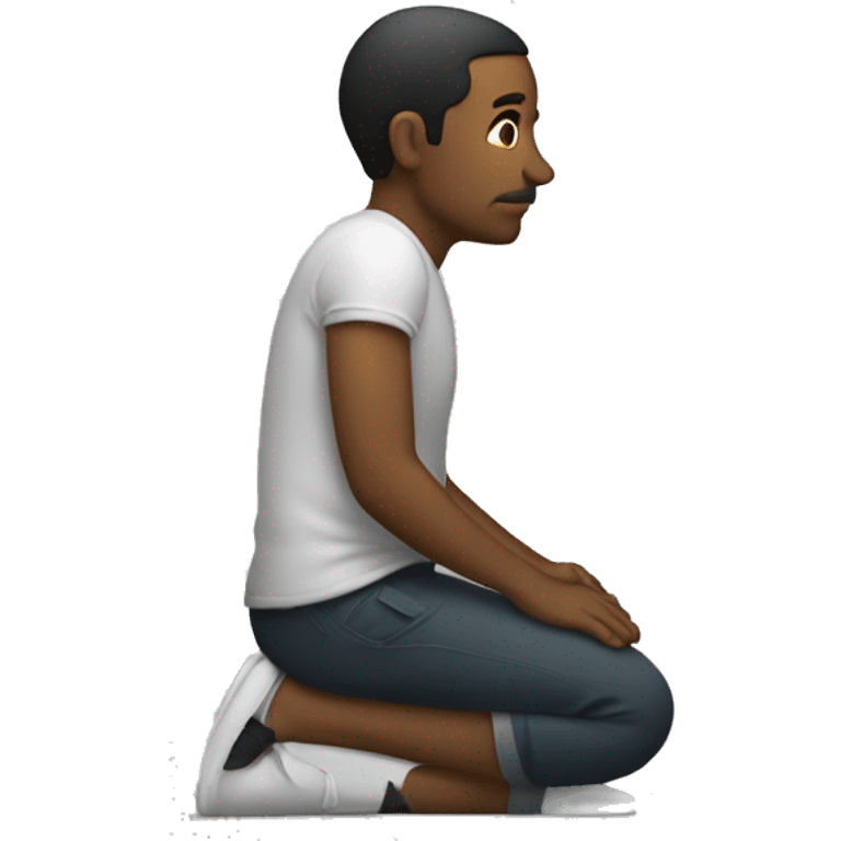 Man from side with hands on knees and back arched emoji