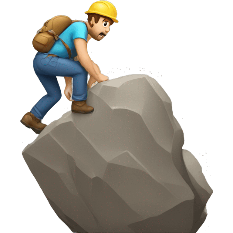 man struggles to climb a rock emoji