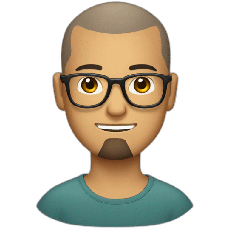 Buzz cut Asian Latino with beard glasses emoji