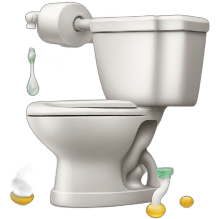 toilet bowl, bidet nozzle, and an icon representing cleanliness emoji