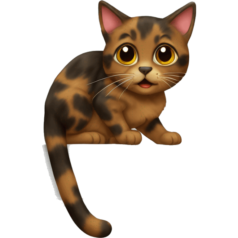 Tortoiseshell cat climbing a wall emoji