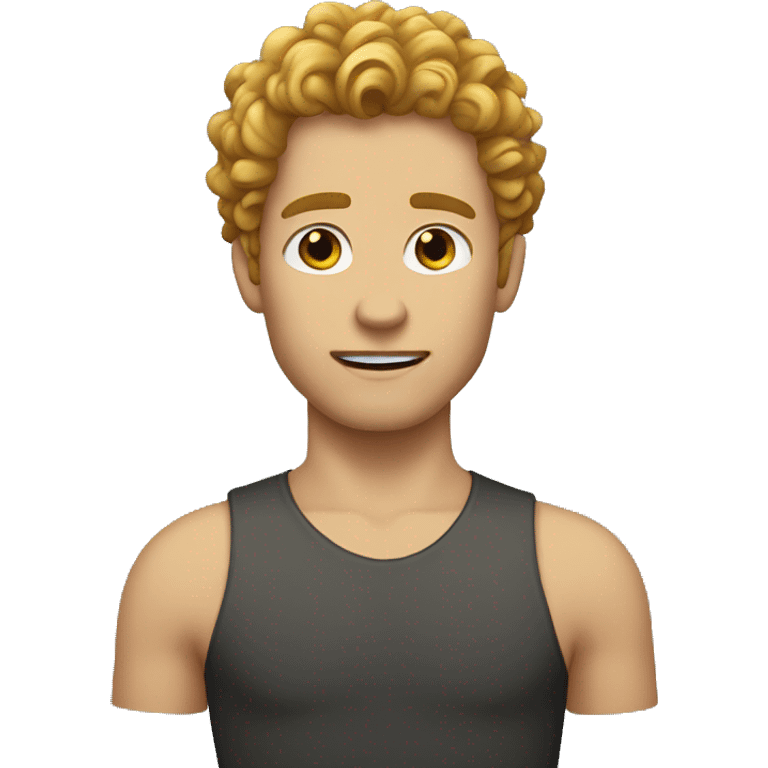 white young man with strong jawline and golden curly hair emoji