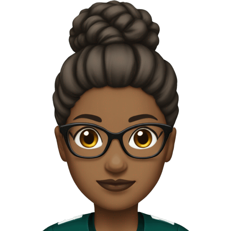 Brown skin girl with glasses and bun in Philadelphia eagles clothes emoji