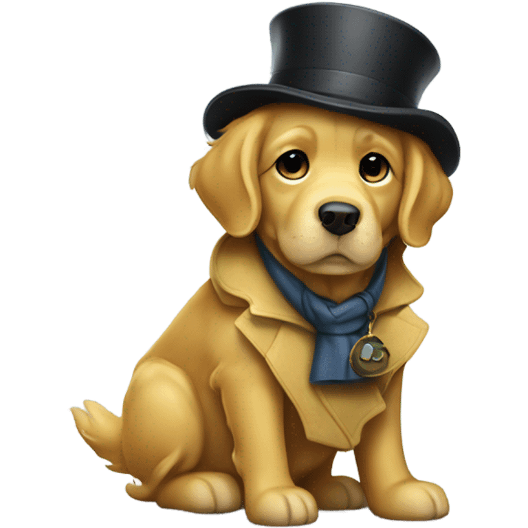 golden retriever dressed up like sherlock holmes emoji