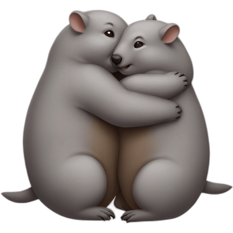 two wombats hugging emoji