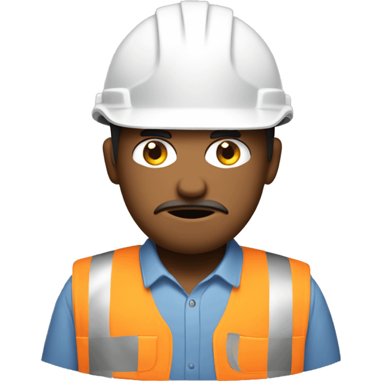 hard working unhappy man with construction hat emoji