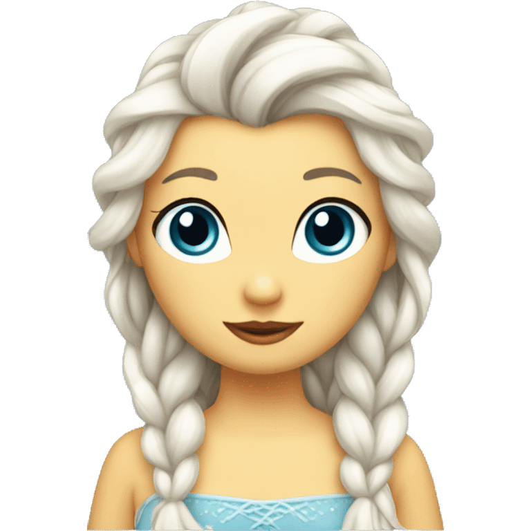 duck with hair like Elsa from frozen, white braids, blue eyes emoji