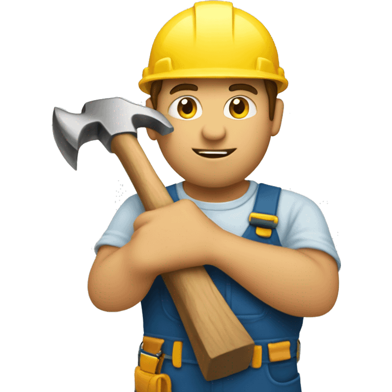 Builder holding hammer emoji