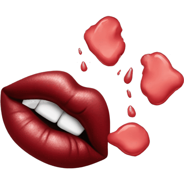 Blowing kisses with lipstick stain lip imprint  emoji