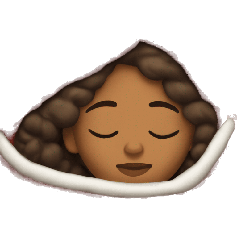 Brownskin woman sleeping in a Christmas blanket  emoji