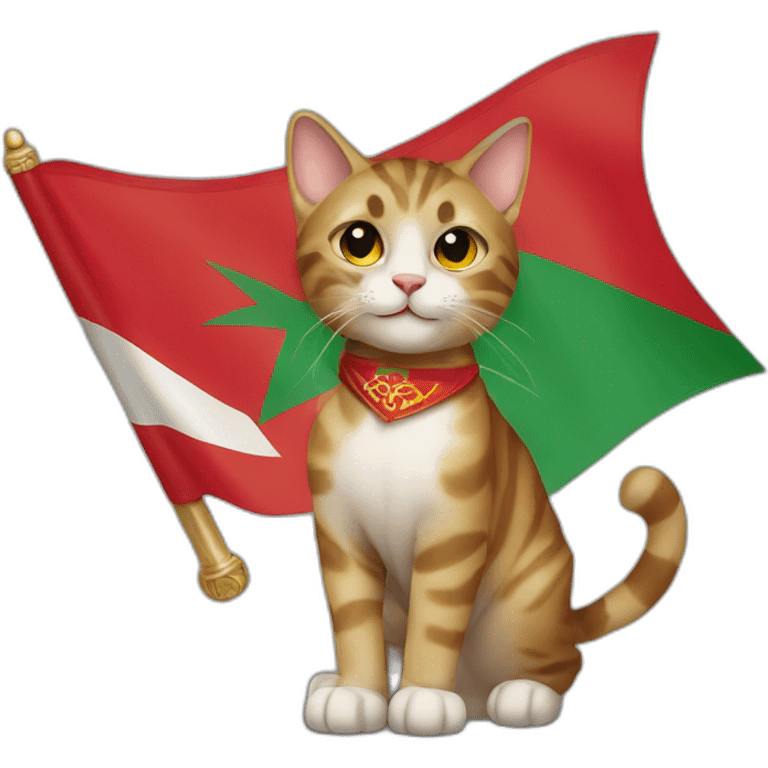 Cat holding Morocco flag  emoji