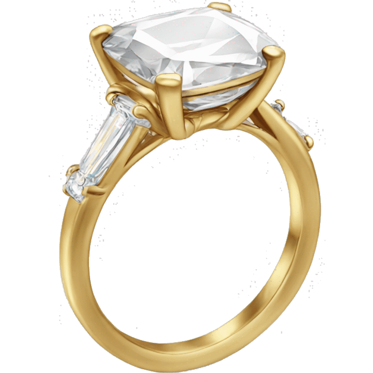 Elongated Cushion cut diamond gold ring emoji