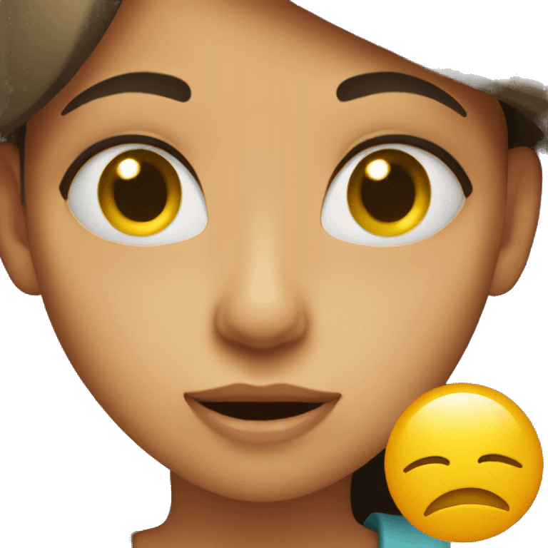 girl with quiet hand pose in mouth emoji