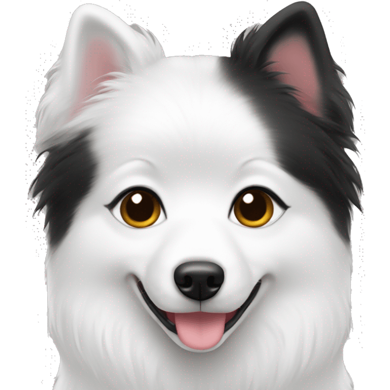 Japanese spitz dog white and black hair girl heart emoji