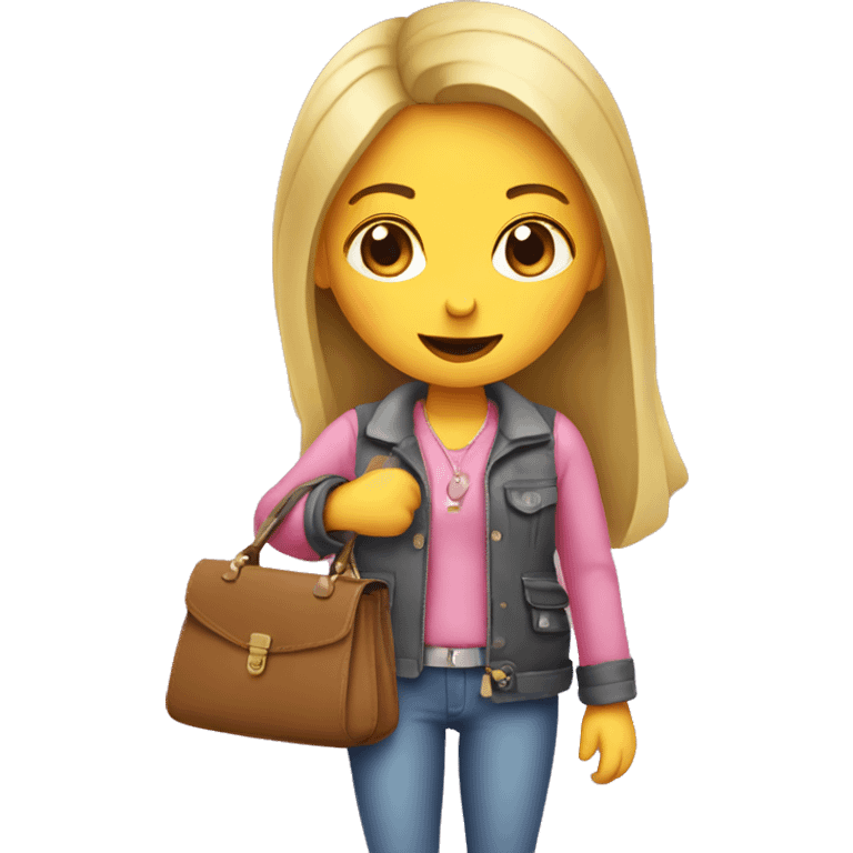 girl putting a heart in her purse emoji