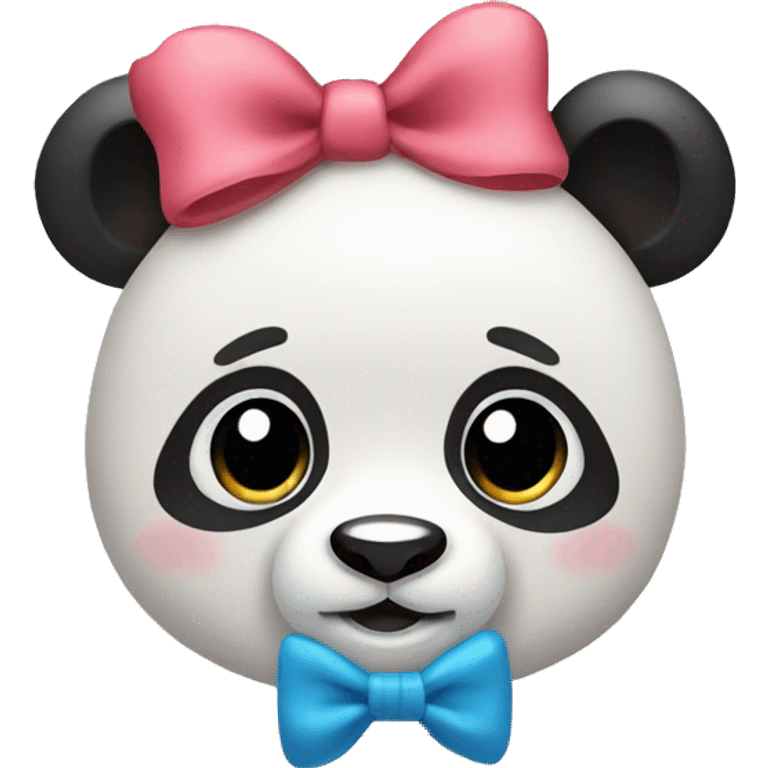 Panda teddy bear with bow on ear emoji