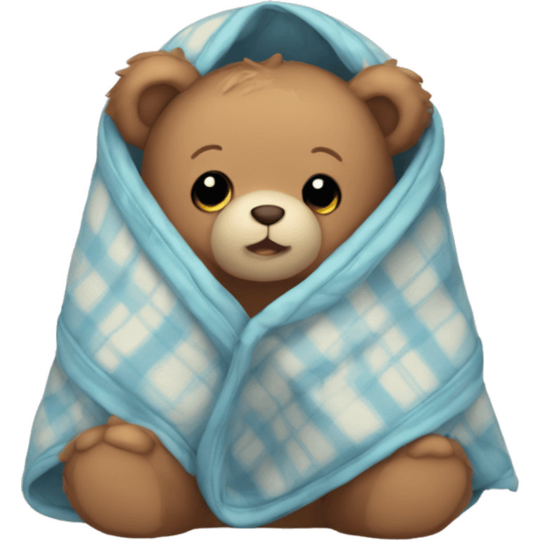  cute teddy bear cozy in blanket emoji