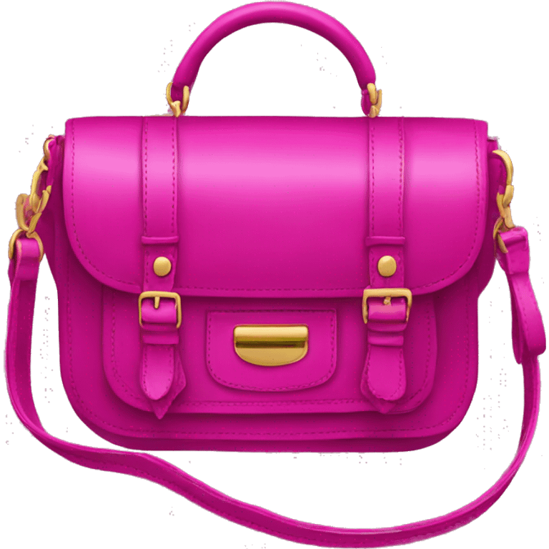 Realistic magenta designer satchel purse. emoji