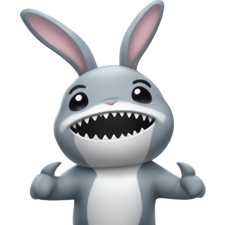 Bunny wearing shark costume emoji