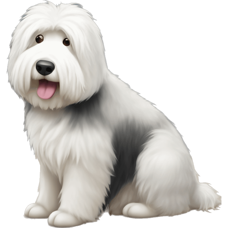 Old English sheepdog waiting for food emoji