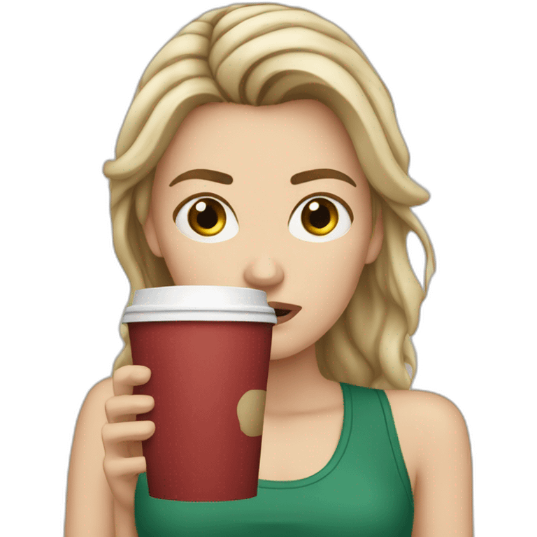 white girl holding starbucks stressed anxious emoji