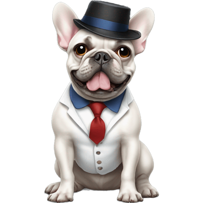 French Bulldog dressed like a french man  emoji