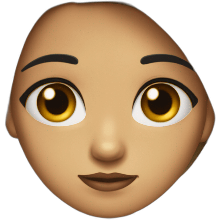 Chica Morena pelo marrón emo y ojos marrones con sombra de ojos negro emoji