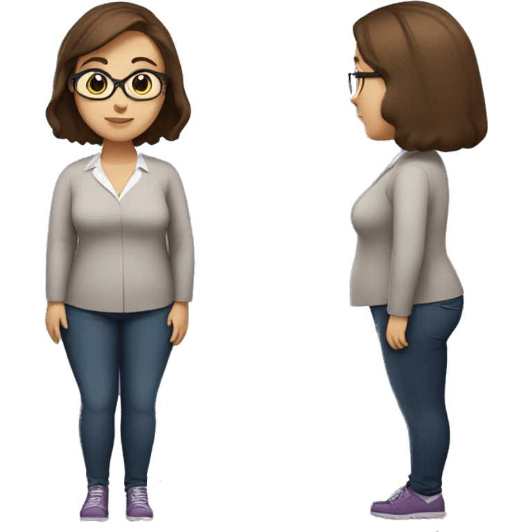 an overweight female teacher 679 pounds, with a young face, gigantic cheeks and brown hair emoji