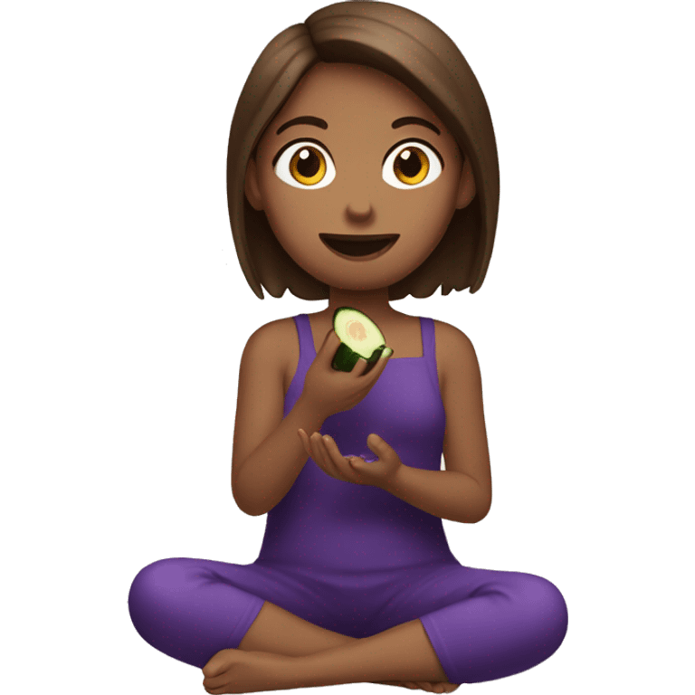 Brown hair Girl eating eggplant emoji