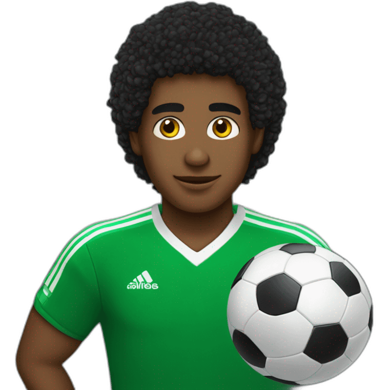 joven negro con pelo rizado fan de futbol emoji