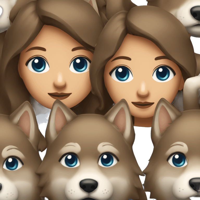 Brown haired tan blue eyes wolf cut girl emoji