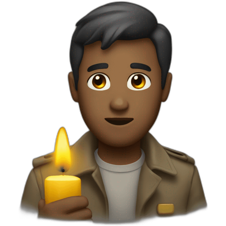 The guy with the trench candle in his hands emoji