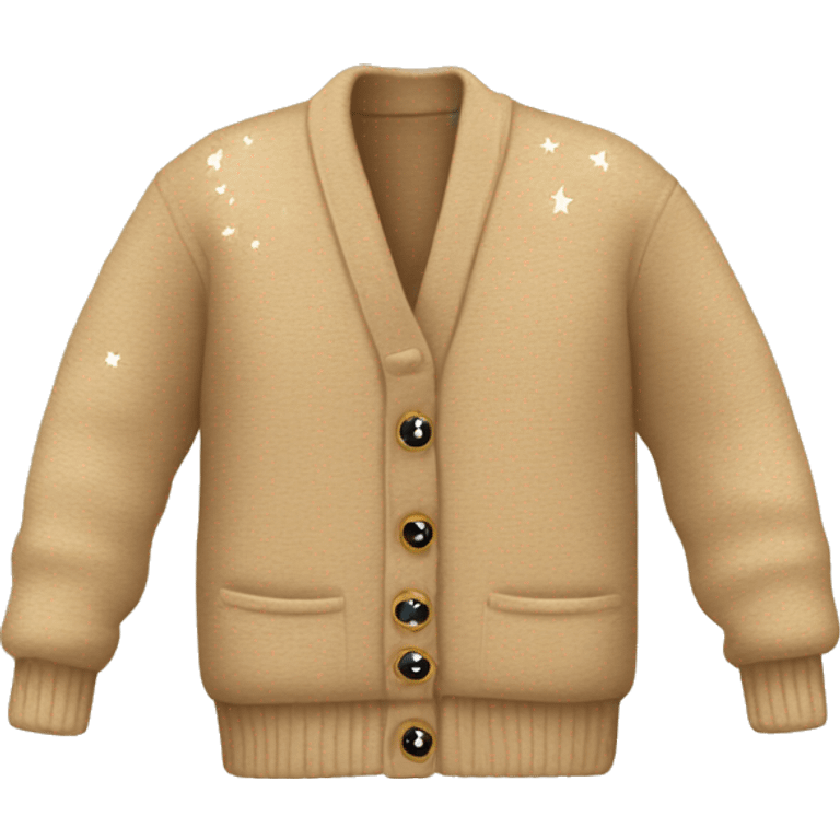 tan cardigan with 3 stars on the sleeves emoji