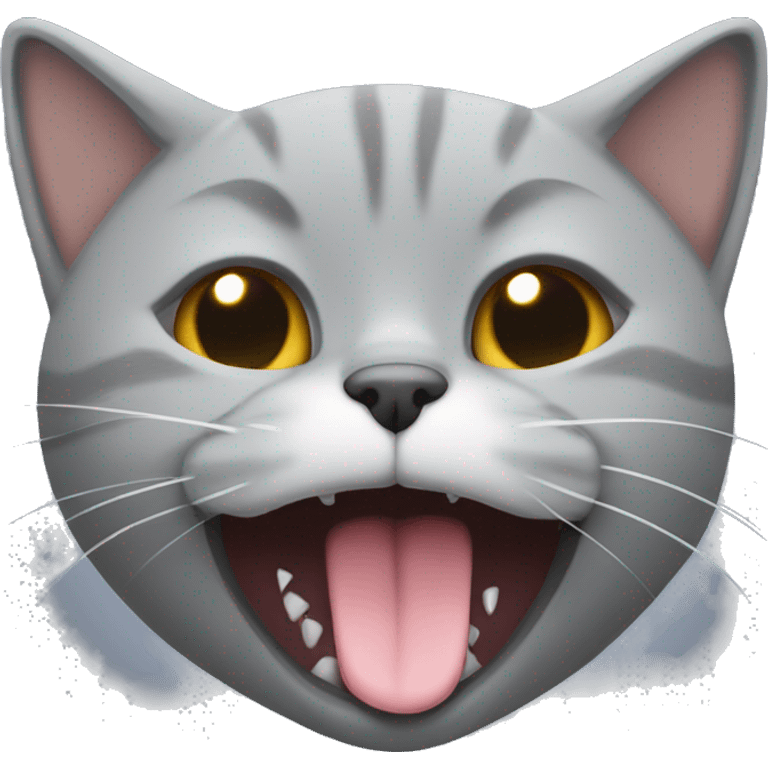 Grey British short hair cat open a mouth while sleeping emoji