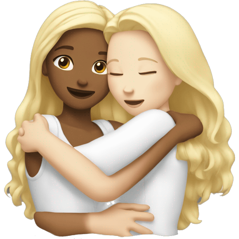  girl white and blond friends hugging each other   emoji