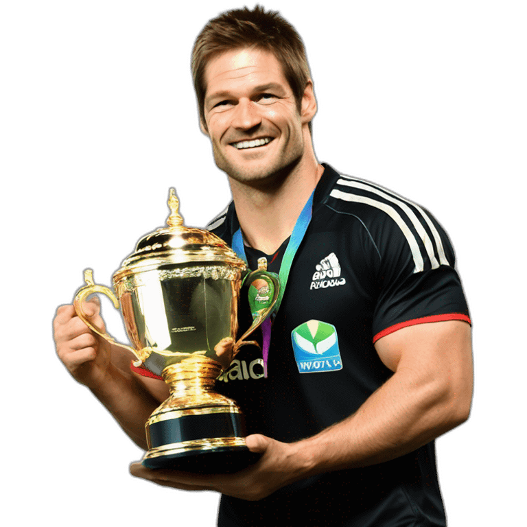 richie mccaw with the rugby world cup trophy emoji